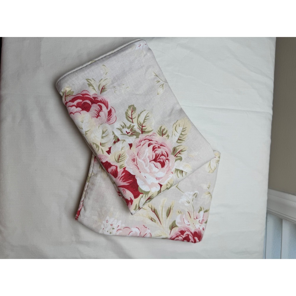 Pottery Barn Set 2 Floral Rose Peony Linen Cotton Pillow Covers 18x18 Cream Red - Picture 4 of 11